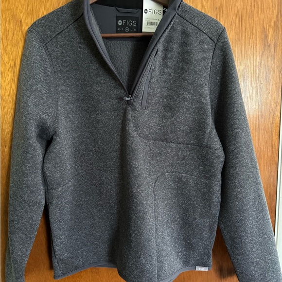 NWT Figs women’s charcoal gray half zip on shift sweater - Picture 3 of 8